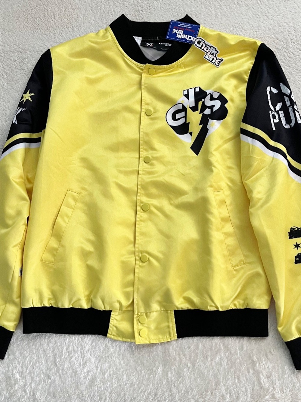CM Punk WWE Chalk Line Go To Sleep GTS Men's Size M Satin Black Yellow Jacket